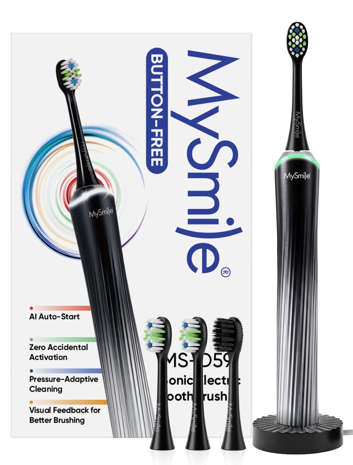 MySmile MS-D59 - Button-Free Pressure Sensor 3 Brush Heads