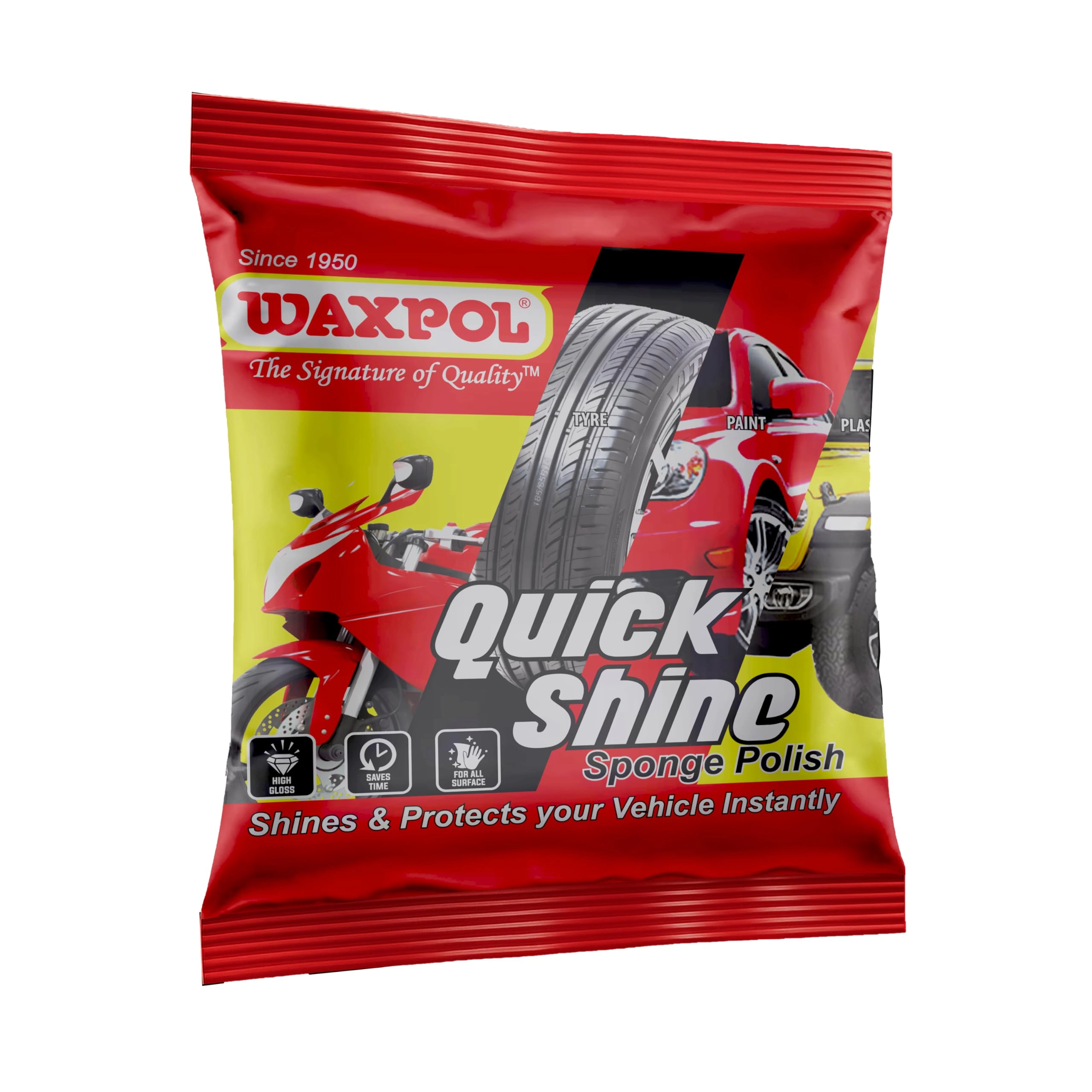 The Waxpol Industries Limited, The Waxpol Industries Limited 9, Mitter House 71, Ganesh Chandra Avenue Kolkata- 700013 West Bengal Quick Shine Sponge Polish - Pack of 10 Instant High Gloss