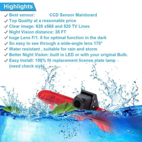 Third Roof Top Mount Brake Lamp Light Rear View Backup Camera - Night vision Wireless 628 x 586