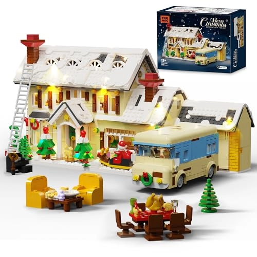 Christmas House Village Building Blocks (BuildingBlock) - Light Snow Cabin Camper