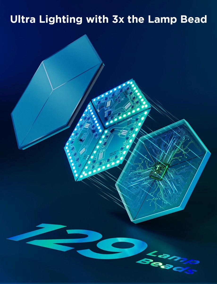 Glide Hexagon Light Panels - Ultra Meteor Grey Pack Of 7