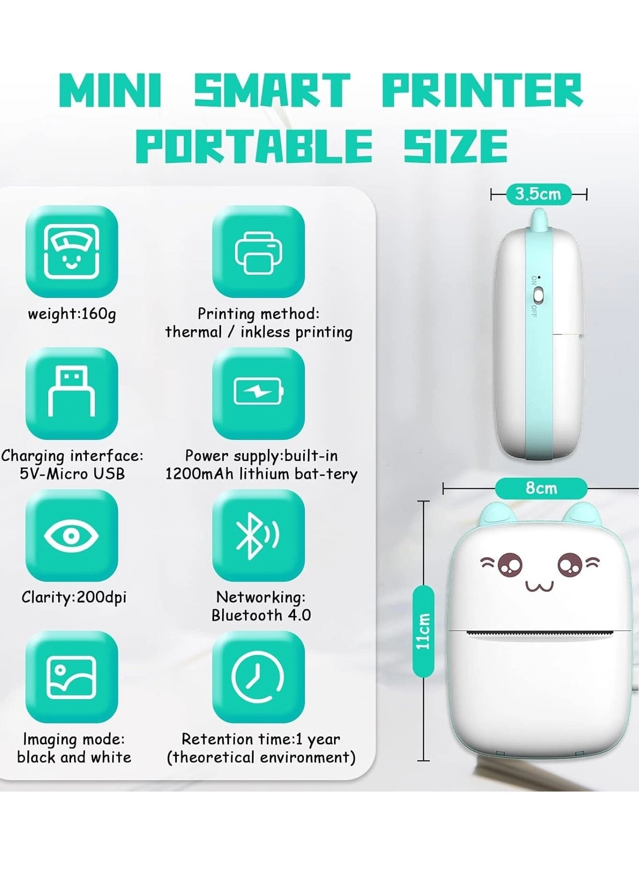 Label Maker Mini Photo Printer - thermal 200 DPI