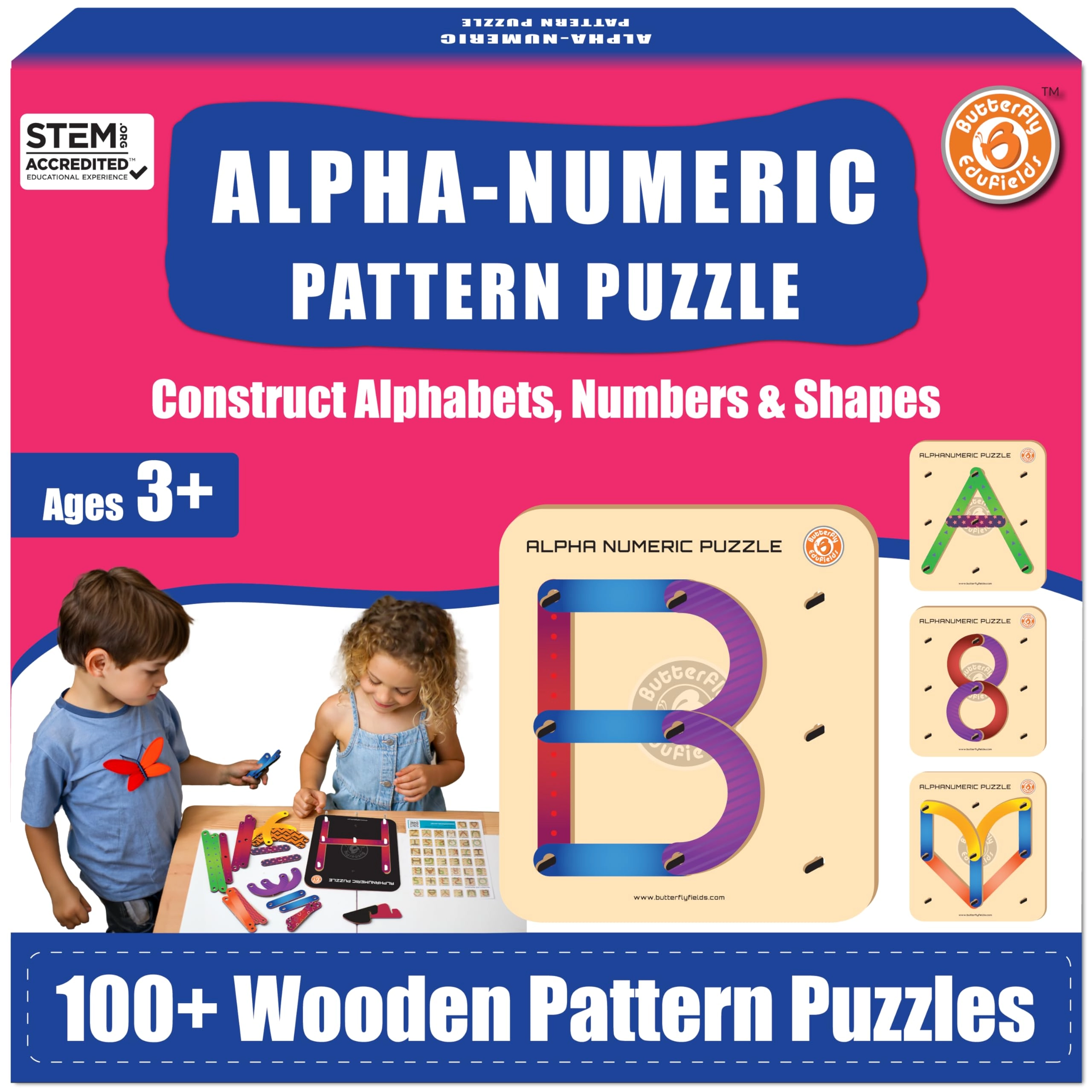 Butterfly EduFields Wooden Alphabet Puzzle - 3 years and up 26 pieces