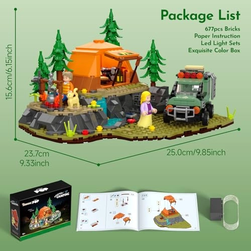 Mountain Camping Building Set (KJ049) - LED Light Outdoor Adventure