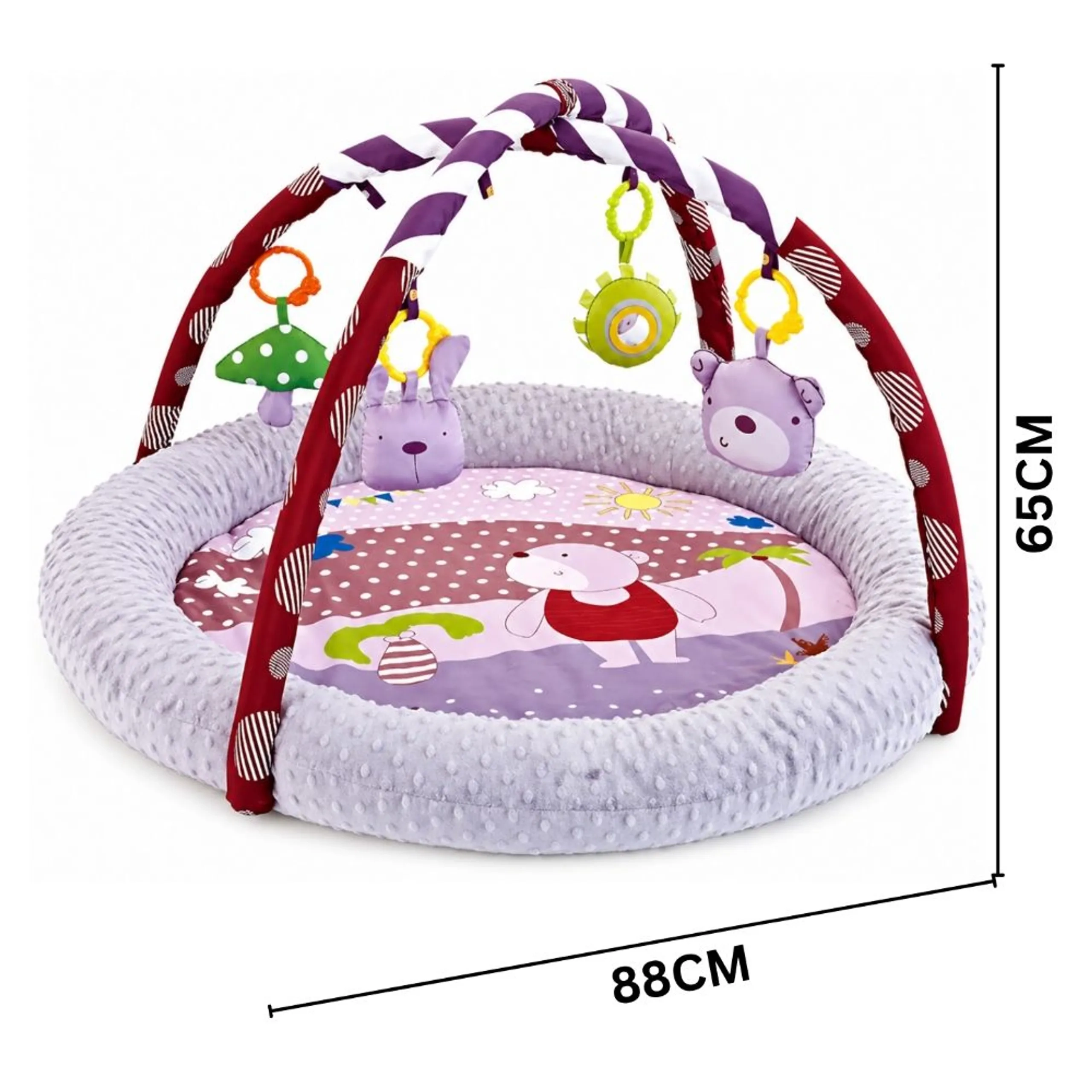 Baby Round Comfy Play Mat & Activity Gym - Suitable for 0 months & above