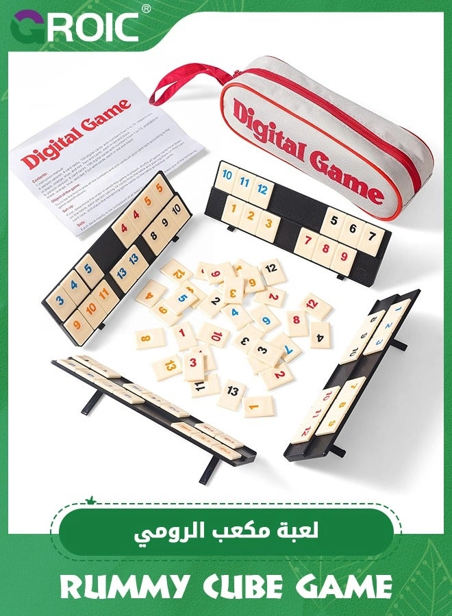 GROIC Rummy Cube Game - 106 Tiles 4 Racks Portable Case