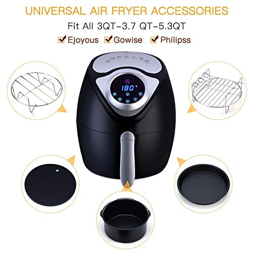 Metal holder + Air Fryer Basket + Baking Pan + Skewer Rack + Cake Barrel + Silicone Mat