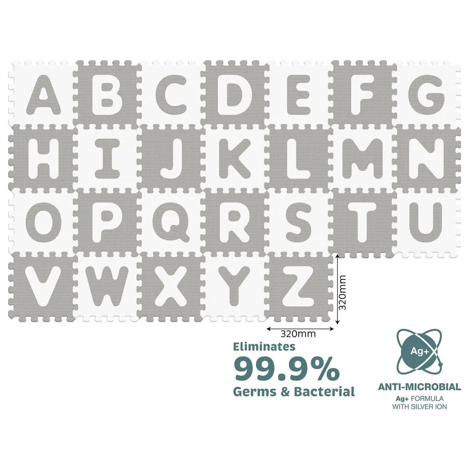 Antibacterial Alphabet And Numbers Floor Puzzle Mat - 10 Months 35 pieces