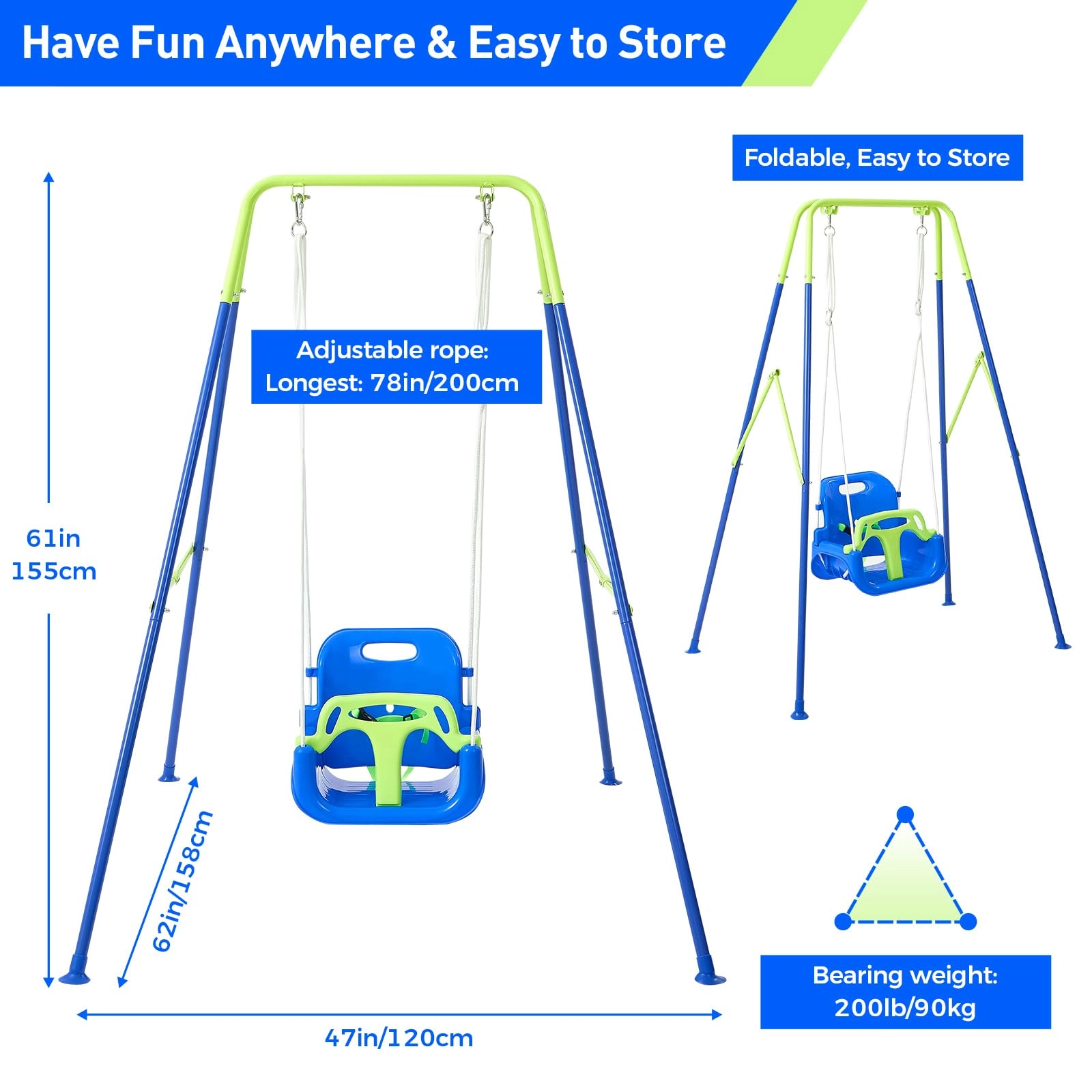 3-in-1 Swing Set - for Toddlers 4 Sandbags Bluegreen