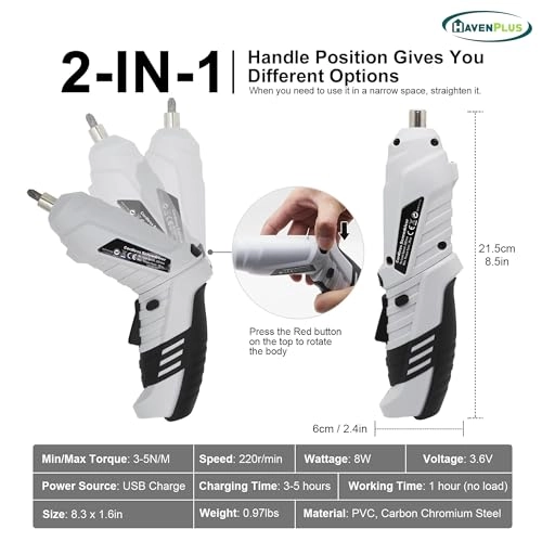 Cordless Drill Driver Kit - 47-piece Variable Speed Built-in LED