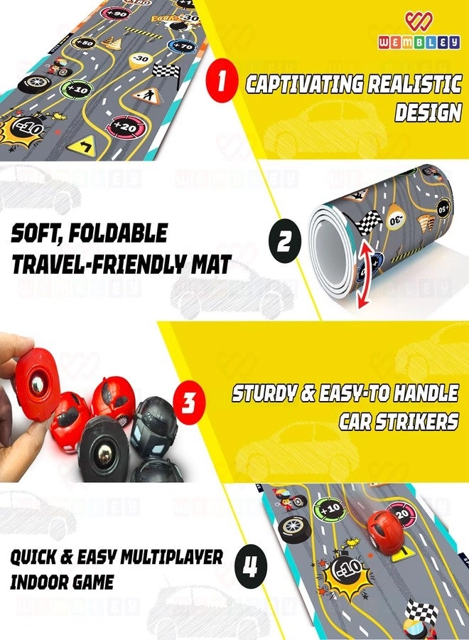 Striker Board Game - Finger Flick Play Mat 6 Car Striker