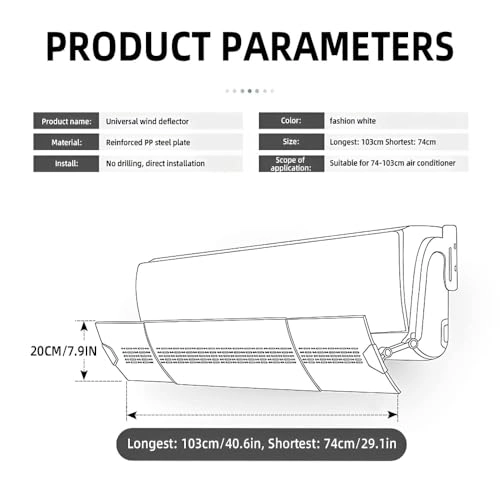 Universal AC Wind Deflector - Suitable for 74-103cm air conditioners Reinforced PP+ Steel Plate