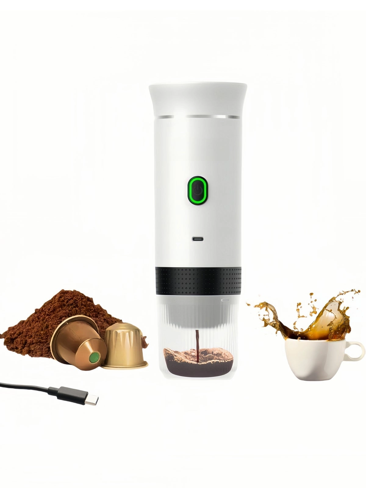 Travel Espresso Machine - small and large capsules ground coffee