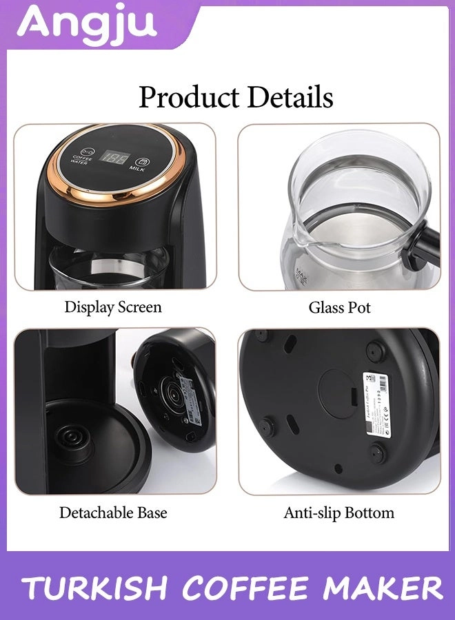 Turkish Glass Coffee Maker - Foldable Handle Portable Electric