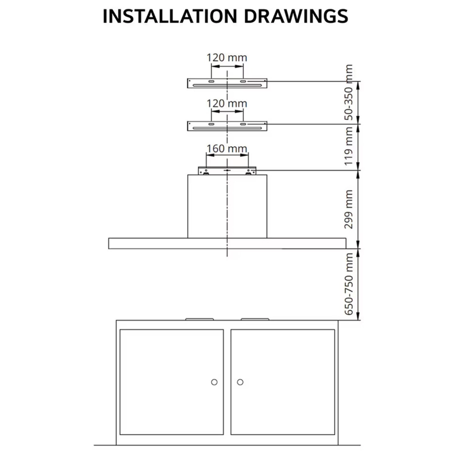 T-Shape Hood - 298 m³/h 90 cm