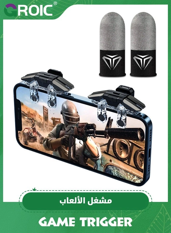 GROIC Mobile Game Trigger - Conductive Clip + Silver Fiber Thumb Gloves