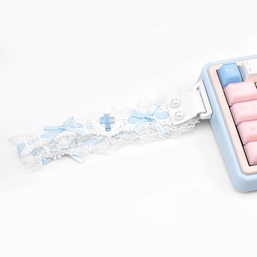 Custom Keyboard Straps - Blue White Lace