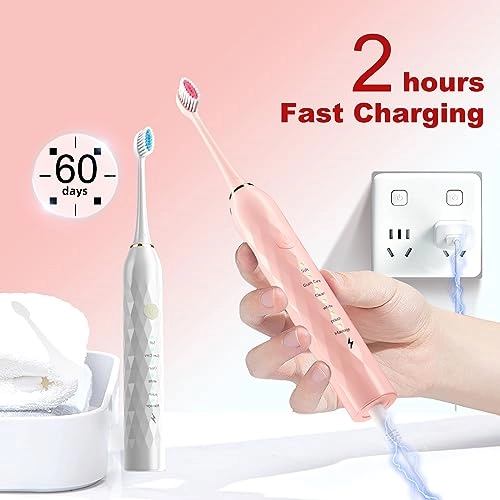 Electric Toothbrush - 2 Pack 12 Heads IPX7 Waterproof