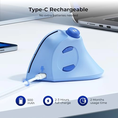 Ergonomic Vertical Mouse - Bluetooth, USB