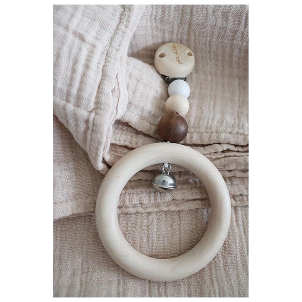 Eco Wood Baby Rattle Clip - Suitable for 3 months & above Sustainable German Wood Elephant
