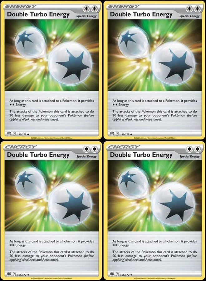 Pokémon Double Turbo Energy 151/172 - Brilliant Stars Trainer Card Lot Playset - 4pcs