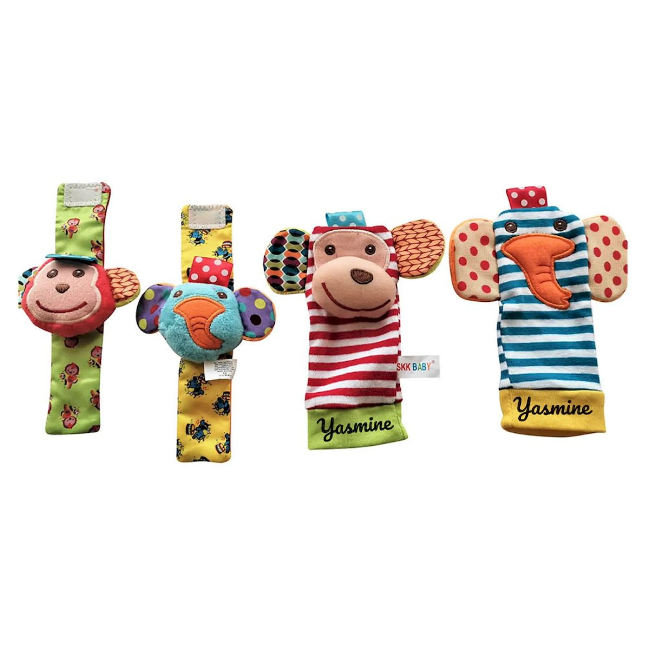 Personalized Wrist Rattle And Foot Finder - Suitable for 0 month & above Fox And Deer