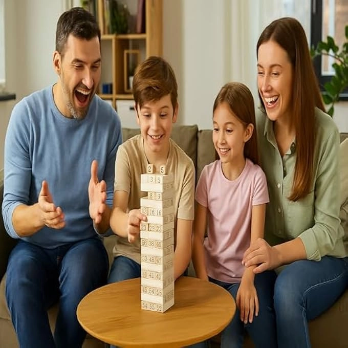 Hardwood Blocks Tower - 54 pcs