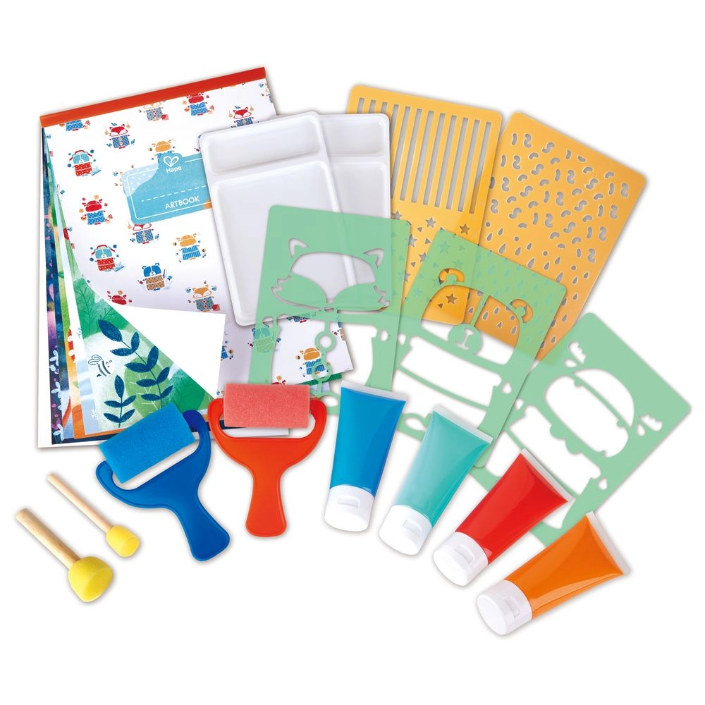 Sponge Painting Fun - stencils paint rollers + Chalks and Stencils Art - chalk stencils