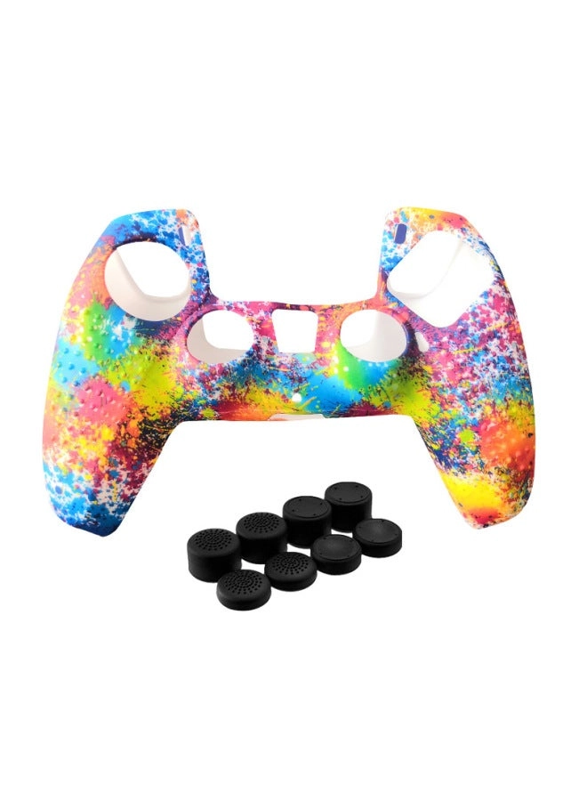 PS5 Handle Cover - Silicone Camouflage Blue + Rocker Caps - 10