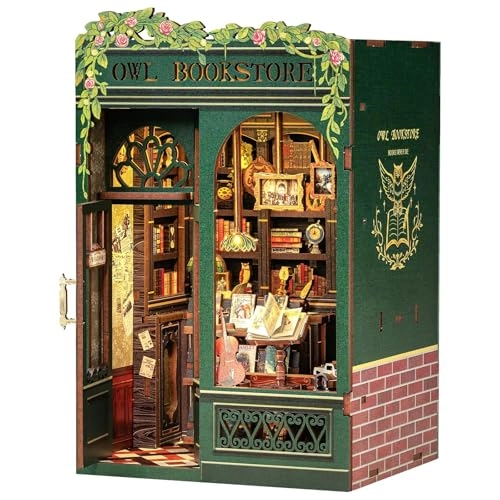 Owl Bookstore Miniature Library - 3D Wooden Puzzle LED Lights