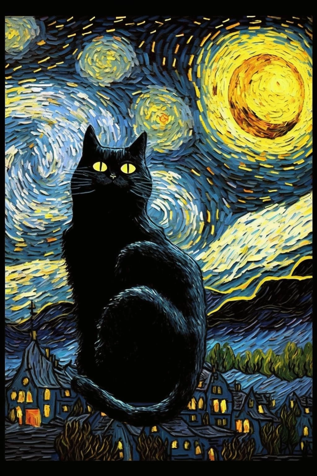 MZA STORES Van Gogh Starry Night Black Cat Puzzle - 1000 pcs