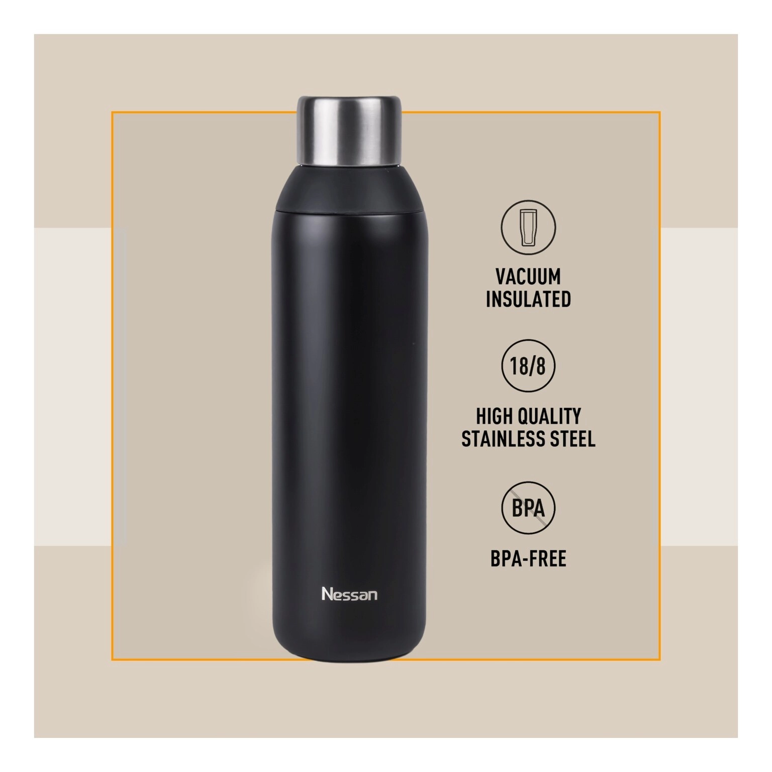 Double Wall Stainless Steel Vacuum Bottle - 600ml