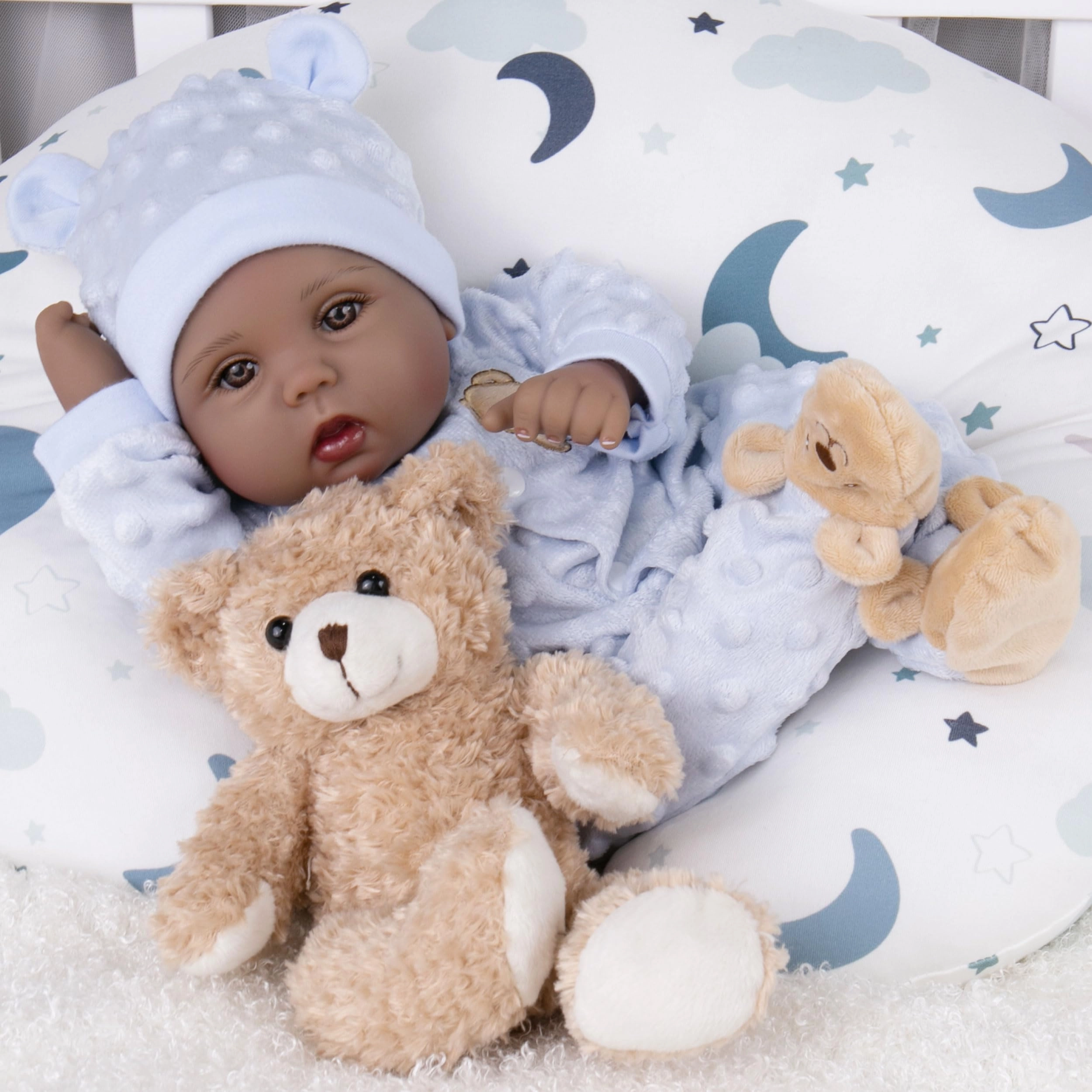 Reborn Baby Doll - 18 Inch Silicone African American Ages 3+ Gift Set