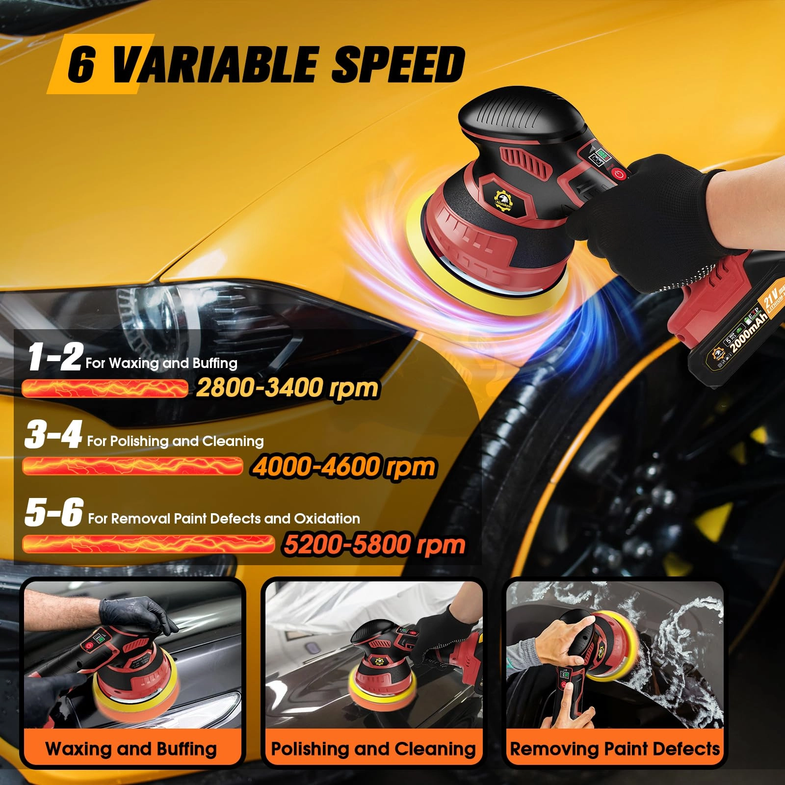 Cordless Car Buffer Polisher - 5'' 6''