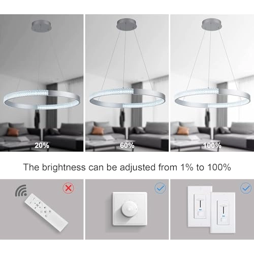 Modern Crystal Chandelier - 6000K Dimmable