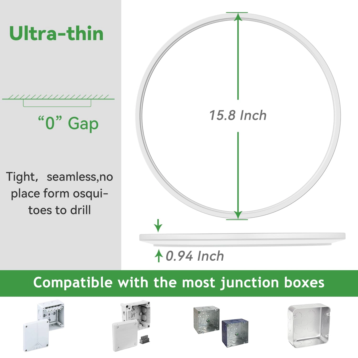 Flush Mount Ceiling Light - 3000/4500/6000K Dimmable