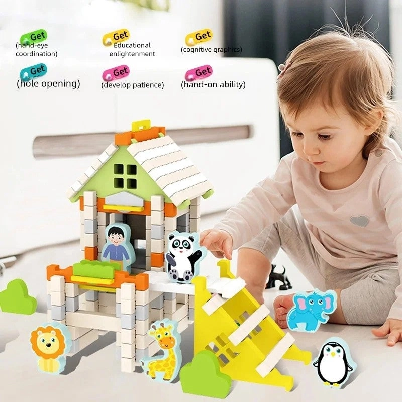 Wooden Building Blocks Set - Montessori Wood