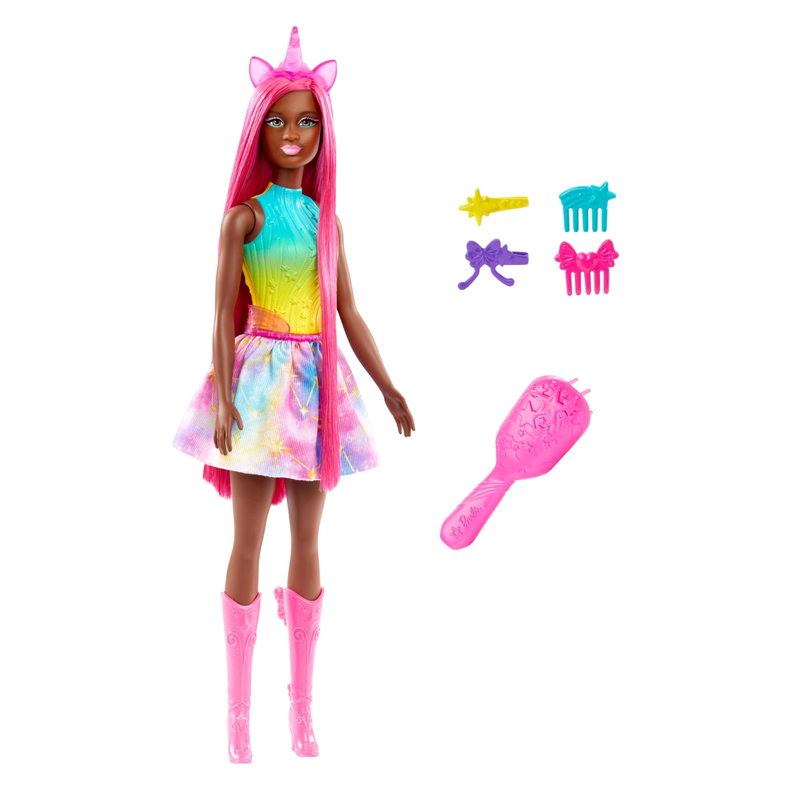 Barbie A Touch of Magic - Unicorn Doll 7-Inch-Long Magenta Hair Colorful Accessories Ages 3+