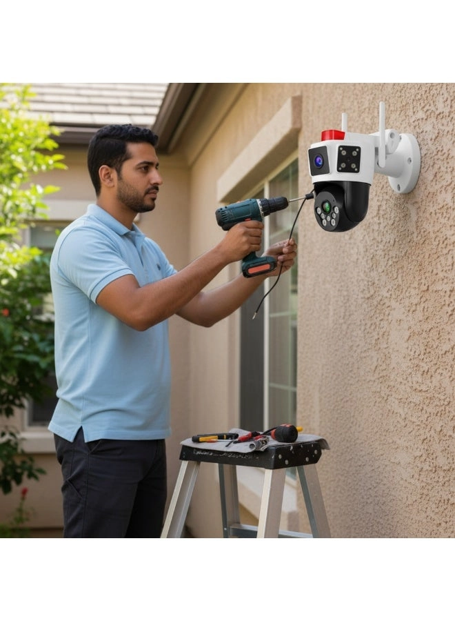 Solar Powered Multi-lens Warning Camera - 12MP 5G Wi-Fi 10X Zoom