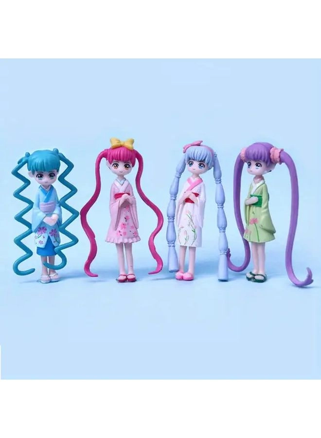 Generic Anime Girl Figurines - Japanese Kimono 4Pcs Set