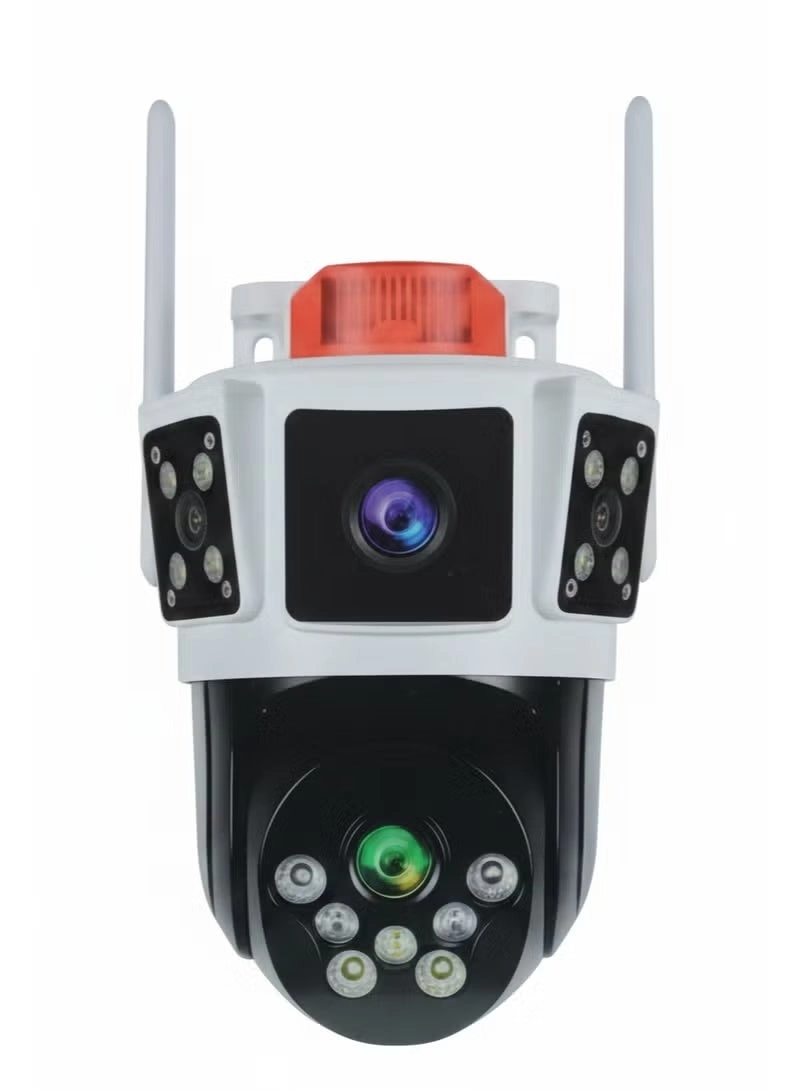 Solar Powered Multi-lens Warning Camera - 12MP 5G Wi-Fi 10X Zoom