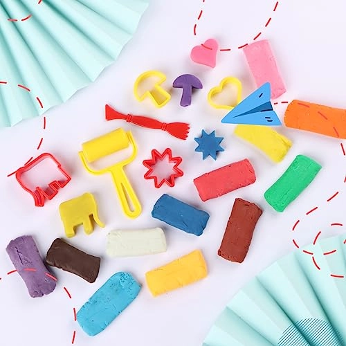 Doodles My Creative Modeling Dough Bucket - 12 Assorted Colours Dough, 1 Roller, 1 Plastic Knife & 4 Impression Moulds