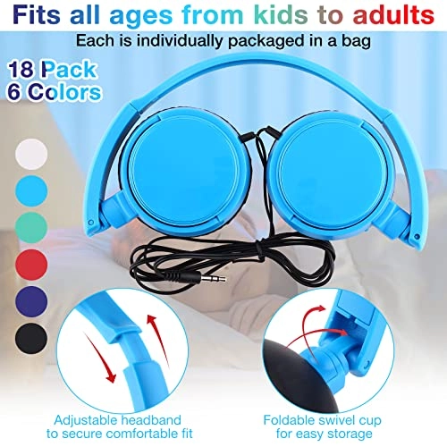 Classroom Headphones Wired Headphone 18 Pack