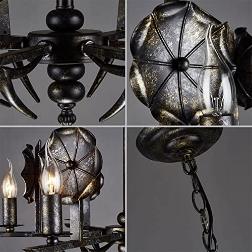 Industrial Candle Chandelier - 6-Light Black Iron