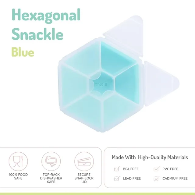 6 Compartment Hexagon Snackle Box - Blue 3+