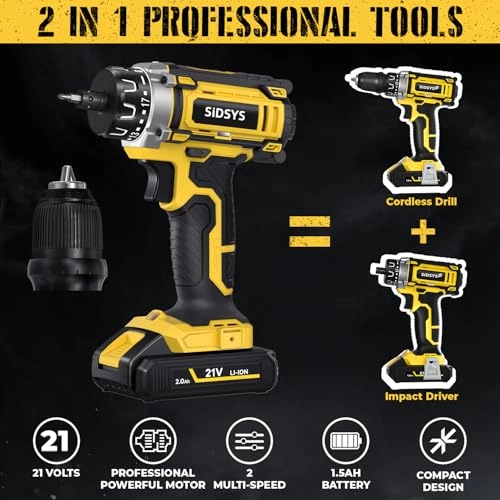 Cordless Electric Drill - 1500 Milliamp Hours