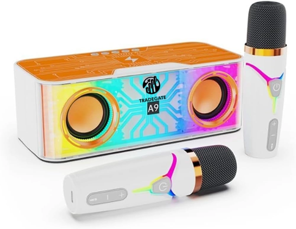 TRADEGATE Portable Karaoke Machine - 2 Wireless Microphones