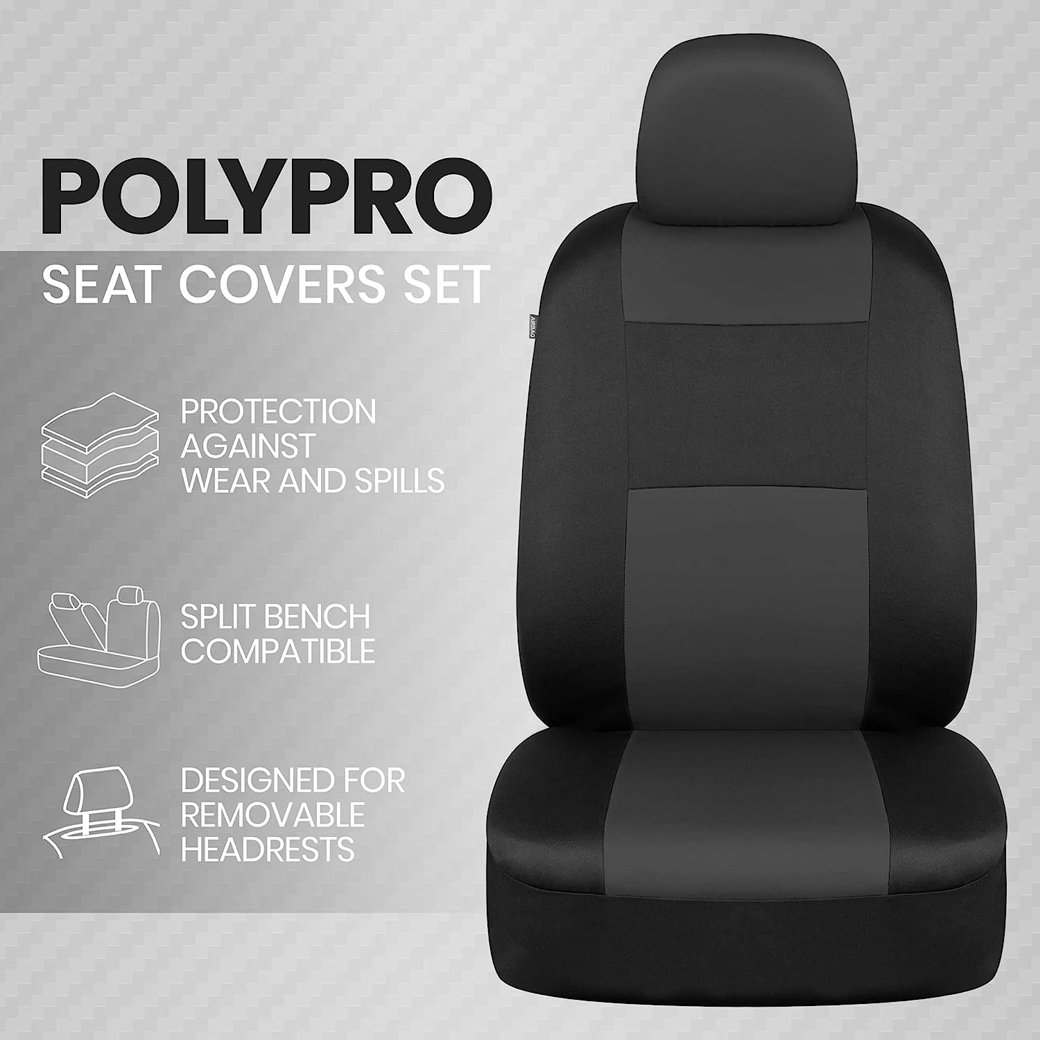 PolyPro Seat Covers - 2-Pack Front Beige/Black