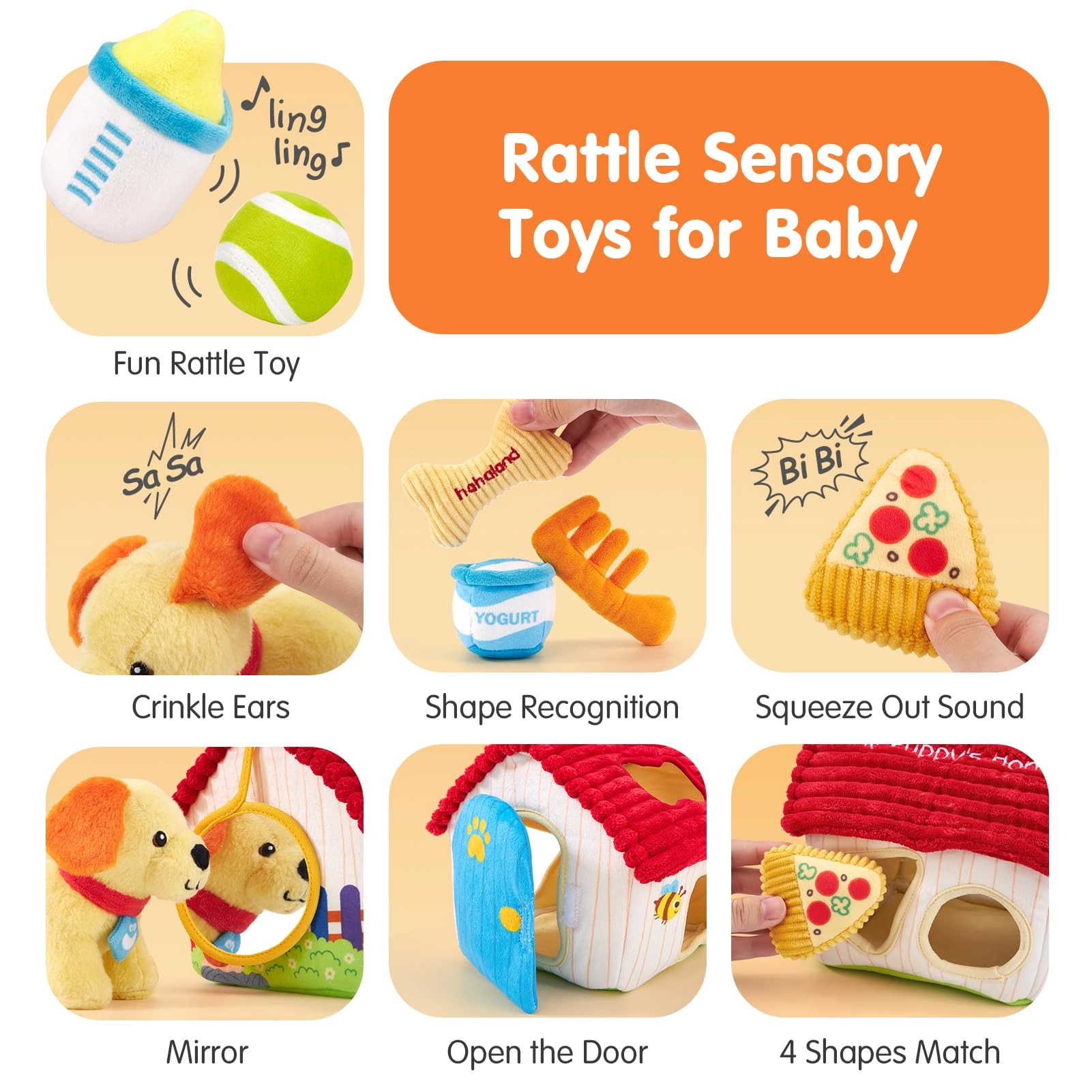 hahaland Montessori Plush Puppy Sensory Toys Set - 6 months-12 months