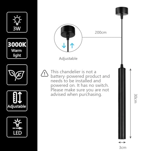 LED Cylinder Pendant Light - 200cm